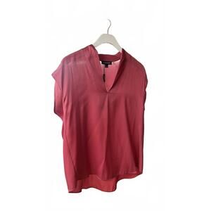 NEW REPEAT CASHMERE women's sleeveless v-neck top in strawberry